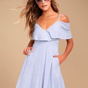 Lulu’s Yacht Rock blue and white striped midi dress